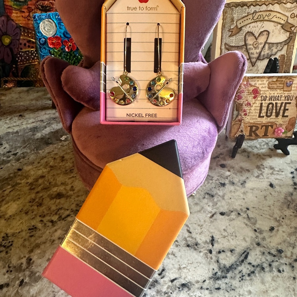Artist Palette Earrings True to Form in Crayon Box Nickel Free  NEW.
